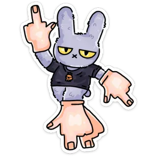 🖕 rabbit, middle finger, offensive, cartoon, sticker, illustration whatsapp sticker