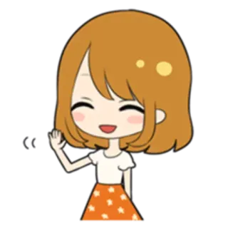 👋 desenho animado, mulher, menina, acenando, fofo, amigável whatsapp sticker