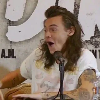 😂 Harry Styles A.M. harry styles, singer, celebrity, funny face, shocked, open mouth telegram sticker