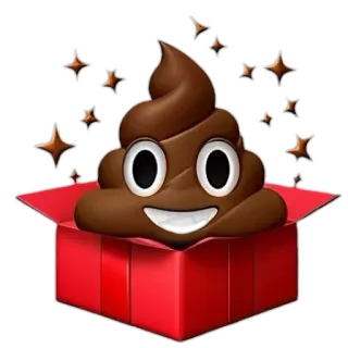 💩 emoji, cứt, quà tặng, quà, hộp, dễ thương, hài hước whatsapp sticker