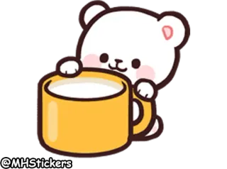 🥛 @MHStickers bear, milk, cute, cartoon, sticker, kawaii whatsapp sticker