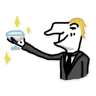 🥂 Мультфильм, Праздник, Тост, Напиток, Вечеринка, Джентльмен whatsapp sticker