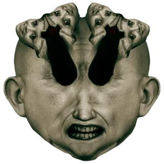 😛 Horror, gruselig, beunruhigend, erschreckend, grotesk, groteskes Gesicht, Zerstückelung telegram sticker