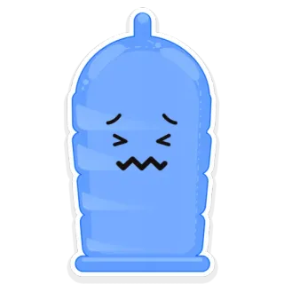 😆 condom, sad, cartoon, blue whatsapp sticker
