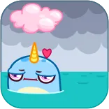 😑 narval, fofo, desenho animado, mar, triste, solitário telegram sticker