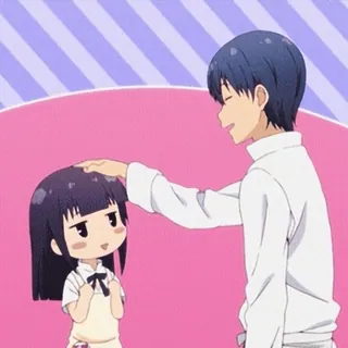 🤗 anime, chibi, cute, head pat, affection, cartoon telegram sticker