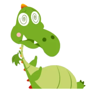 😒 Мультфильм, Дракон, Ошалевший, Зеленый, Уставший, Наклейка telegram sticker
