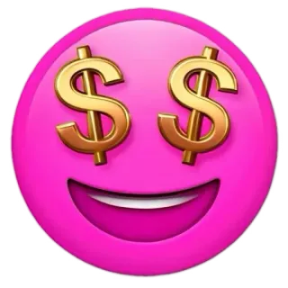 🤑 Biểu tượng cảm xúc, Ký hiệu đô la, Tiền, Giàu, Sự giàu có, Màu hồng, Mặt, Biểu tượng whatsapp sticker