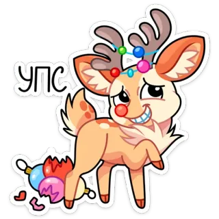 😅 Упс rendier, Kerst, cartoon, schattig, feestelijk, ornamenten, decoratie telegram sticker
