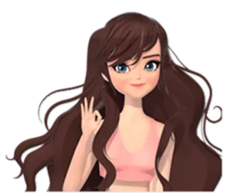 👌 Animé, Fille, Brune, Dessin animé, Okay whatsapp sticker