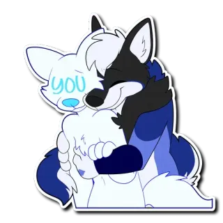 🤗 you furry, hug, wolves, affection, cuddle, cute, anthro telegram sticker