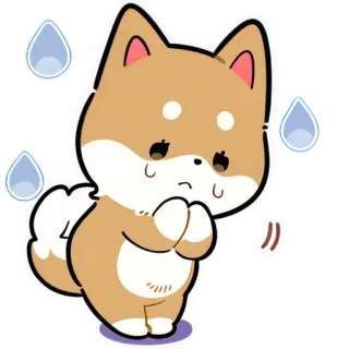 😥 犬, 柴犬, かわいい, 可愛い, マンガ, アニメ, 汗, 照れ telegram sticker