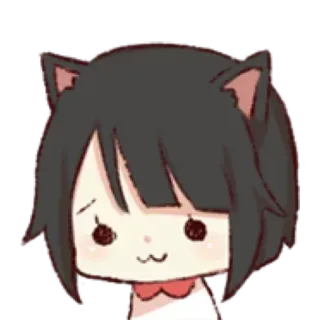 😐 หูแมว, อนิเมะ, คาวาอิ, น่ารัก, จิบิ, การ์ตูน telegram sticker