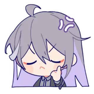 😠 anime, marah, jari tengah, gestur, kartun, ungu telegram sticker