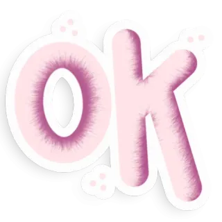 🥰 OK pink, fluffy, cute, sticker, text whatsapp sticker