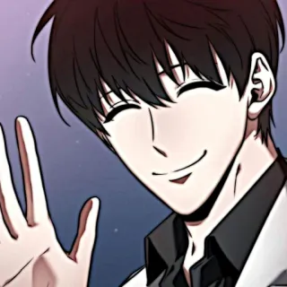 ✖️ anime, manga, manhwa, sonriendo, saludando, hombre, dibujo animado telegram sticker