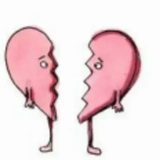 🍂 coração partido, triste, desilusão amorosa, desenho animado, amor, relacionamento whatsapp sticker