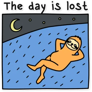 🌚 The day is lost ленивец, луна, ночь, потерянный, расслабленный, мультфильм whatsapp sticker