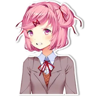 😤 Natsuki Doki Doki Literature Club! Аниме, Девушка, Розовые волосы, Милая, Цундэрэ whatsapp sticker