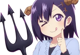 😋 anime, demon, cute, trident, character, sticker telegram sticker