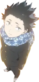 🙁 Shoya Ishida A Silent Voice anime, character, movie, scarf, boy telegram sticker