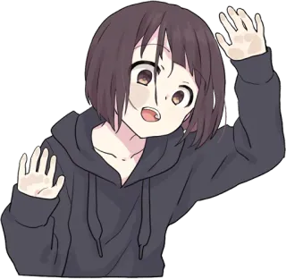 😀 Anime, Fille, Vague, Kawaii, Mignon, Dessin animé whatsapp sticker