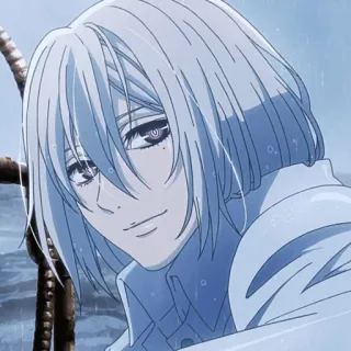 🗡 Anime, Personagem, Cabelo branco, Masculino, Ilustração telegram sticker