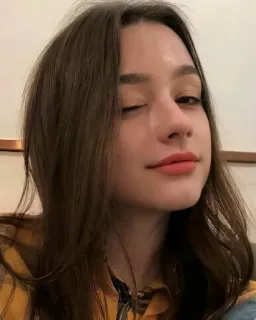 ⭐ mujer, chica, retrato, guiño, morena, selfie telegram sticker