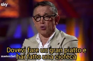 ☕️ Dovevi fare un gran piatto e hai fatto una ciofeca Italian, Masterchef, cooking, food telegram sticker