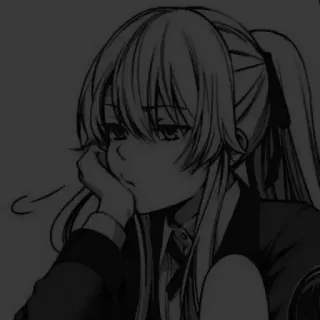 🖇 anime, girl, manga, sad, pensive telegram sticker