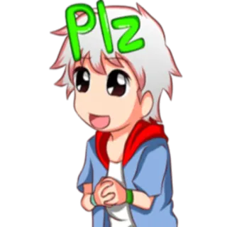 🙏 Plz cartoon, anime, pleading, begging, request, cute telegram sticker