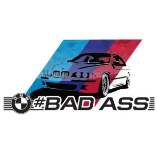 🚀 #BAD ASS samochód, bmw, kozacki, hashtag telegram sticker