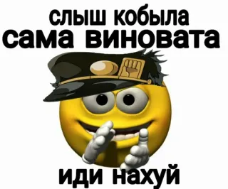 👏 слыш кобыла сама виновата иди нахуй offensivo, insulto, testo, emoji, russo telegram sticker