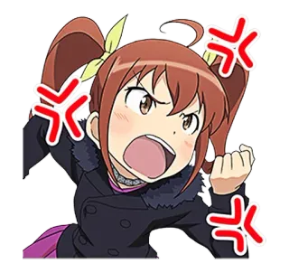 😡 アニメ, 漫画, 怒り, 叫び, 表情, 女の子 telegram sticker