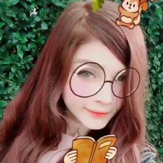📔 fille, mignon, lunettes, livre, filtre telegram sticker