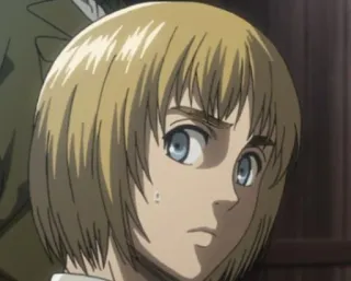 ❤️ Armin Arlert Attack on Titan Anime, Manga, Armin Arlert, Ataque a los Titanes, Personaje, rubio, serio telegram sticker
