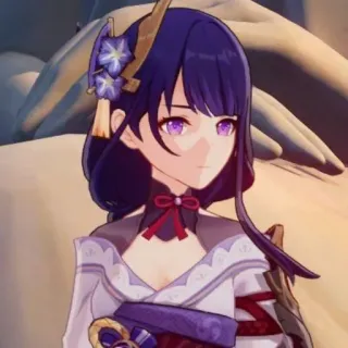 👀 Raiden Shogun Genshin Impact Anime, Jeu vidéo, Personnage, Cheveux violets, Genshin Impact whatsapp sticker