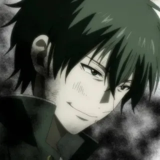 ♠️ anime, smirking, portrait, boy, dark, monochrome telegram sticker
