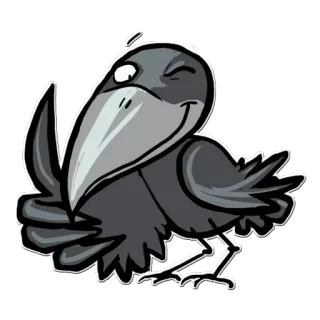 😉 птица, ворона, мультфильм, животное, смешной, подмигивание telegram sticker