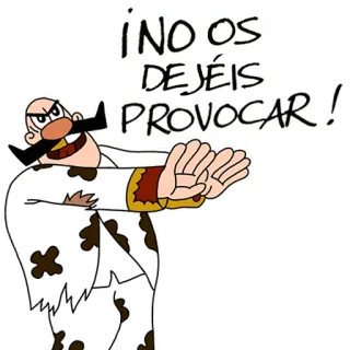 😖 ¡NO OS DEJÉIS PROVOCAR! cartoon, man, mustache, warning telegram sticker