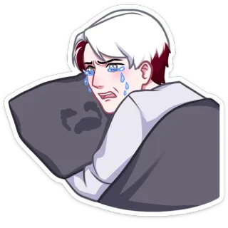 😭 грустно, плачет, слезы, мужчина, подушка, эмоции telegram sticker