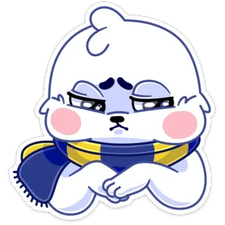😡 Dessin animé, Triste, Mignon, Animal, Écharpe, Kawaii whatsapp sticker