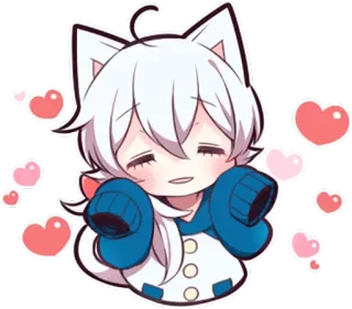 😍 anime, kawaii, hearts, cat, cute, sticker, manga, adorable telegram sticker