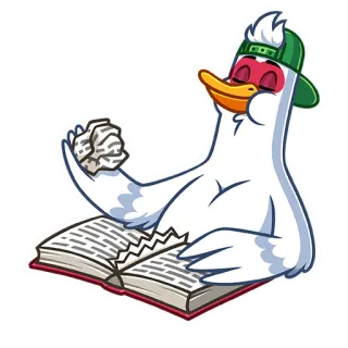 📖 鸭子, 阅读, 书, 生气, 纸, 卡通, 贴纸 telegram sticker
