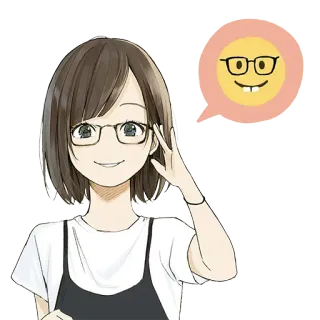 😎 Fille anime, Lunettes, Émoji, Mignon, Dessin animé, Autocollant, Illustration telegram sticker