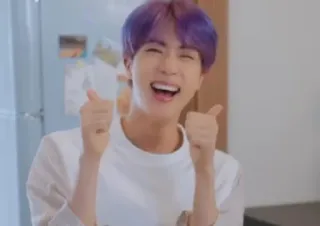 👍 Jin k-pop, BTS, singer, thumbs up, Korean, idol, purple hair, smile telegram sticker