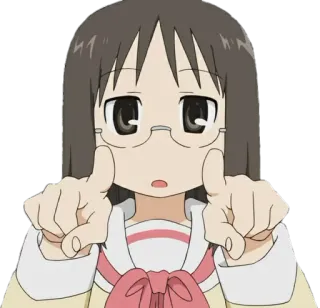 👇 Ayumu Kasuga Nichijou Anime, Personaggio, Femmina, Occhiali, Carino telegram sticker