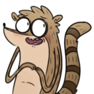 😳 Rigby Regular Show kreskówka, szop pracz, Rigby, Zwyczajny serial, animacja, spocony, zdenerwowany telegram sticker