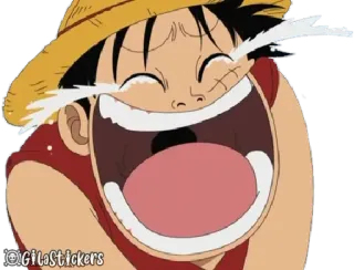 😂 Luffy One Piece อนิเมะ, วันพีซ, ลูฟี่, ร้องไห้, ตลก, หมวกฟาง telegram sticker