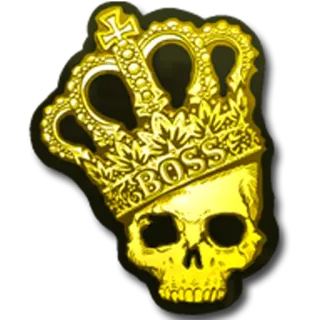 💀 BOSS หัวกะโหลก, มงกุฎ, บอส, ทอง telegram sticker